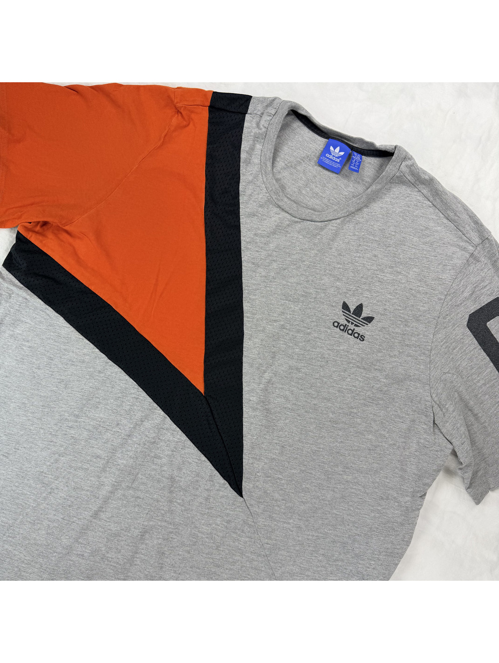 Adidas Originals 03 Colorblock T Shirt Men's 2XL Gray Orange Trefoil Mesh